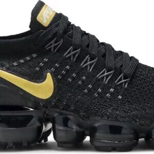 RARE Nike Black on Black Gold Flyknit Vapormax Women’s 8.5 942843-012 Vapor Max